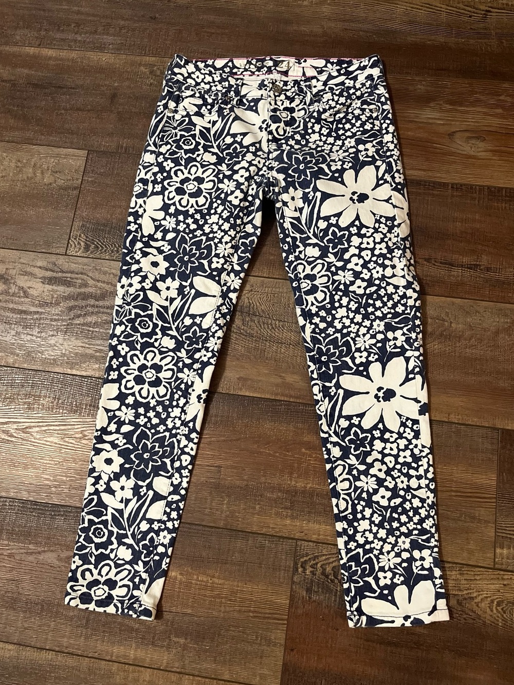 Kate Spade Navy and White Floral Print Jeans